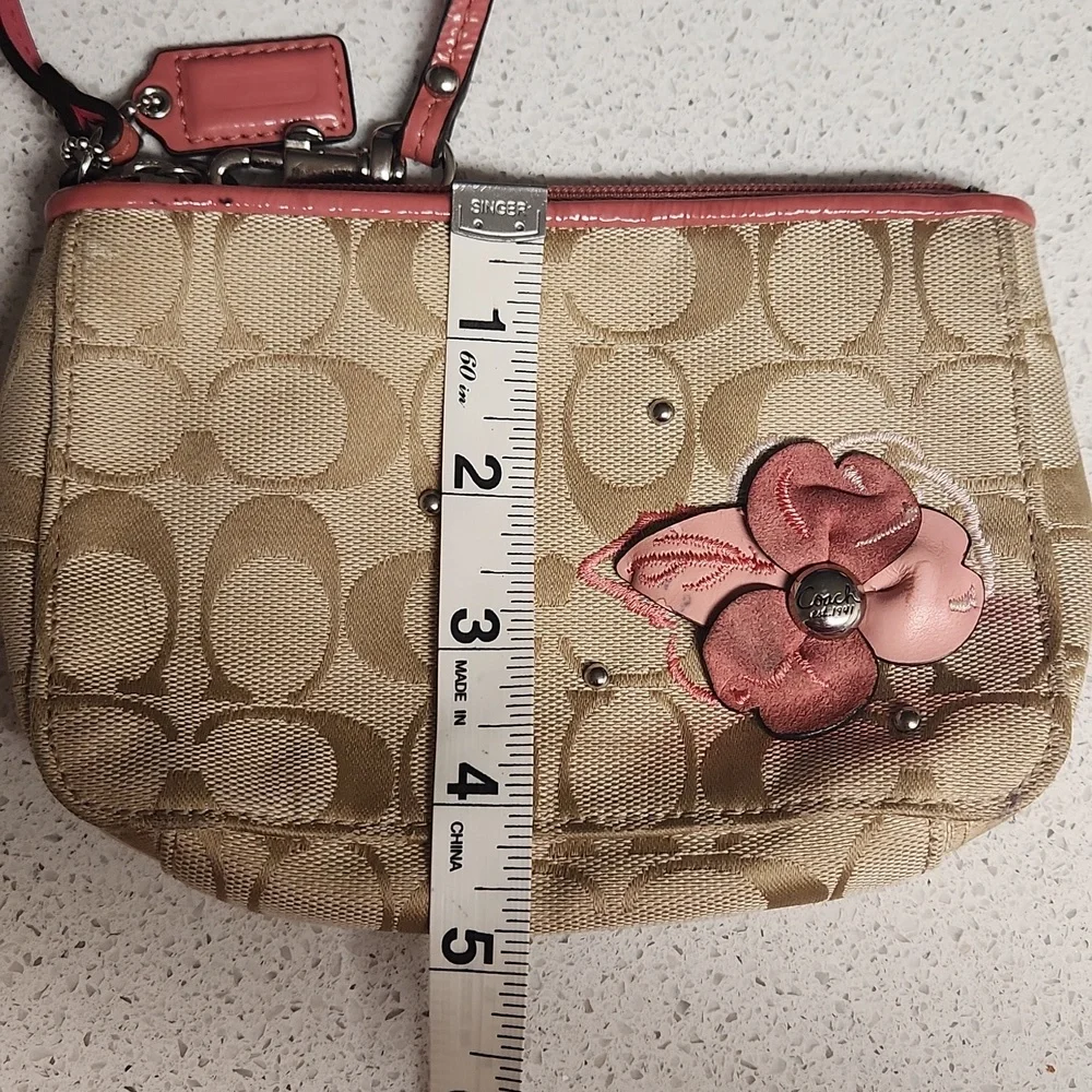Coach Tan and Salmony Peachy Floral Detail
